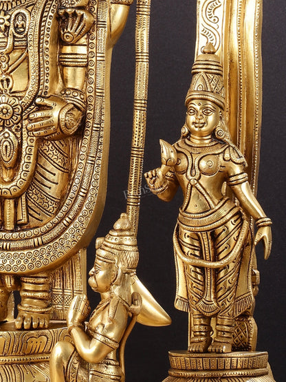 Brass Superfine Tirupati Balaji with Bhudevi Sridevi 30"