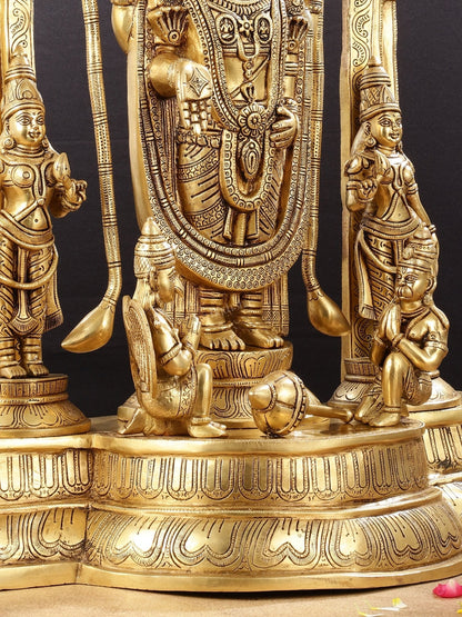 Brass Superfine Tirupati Balaji with Bhudevi Sridevi 30"