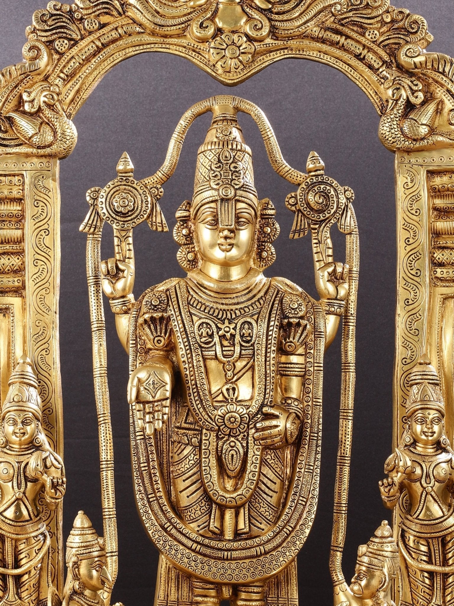Brass Superfine Tirupati Balaji with Bhudevi Sridevi 30"