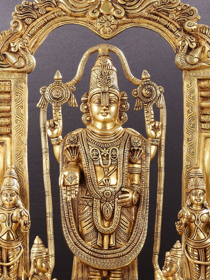 Brass Superfine Tirupati Balaji with Bhudevi Sridevi 30"