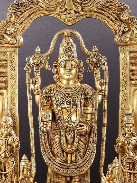 Brass Superfine Tirupati Balaji with Bhudevi Sridevi 30"