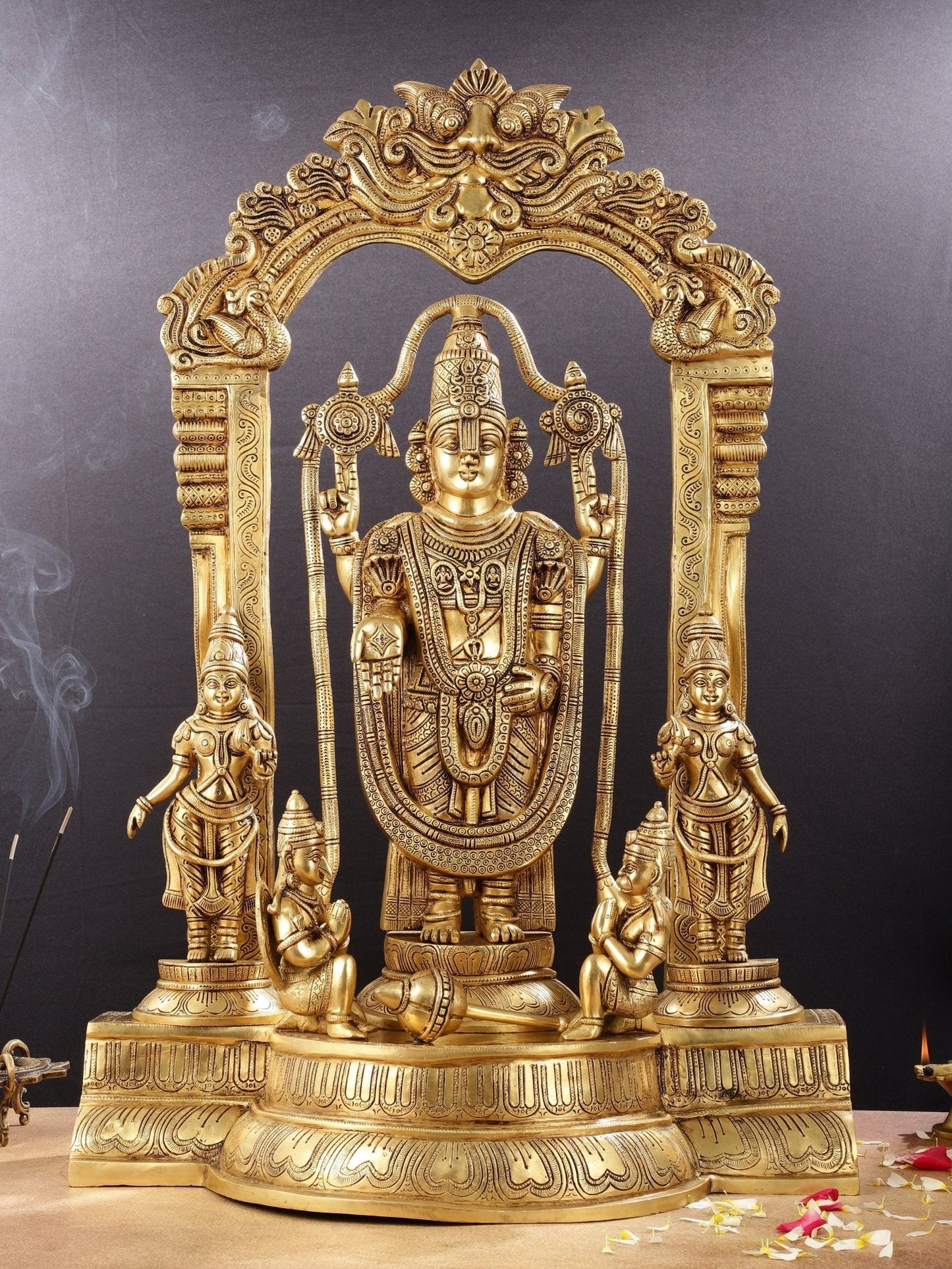 Brass Superfine Tirupati Balaji with Bhudevi Sridevi 30"