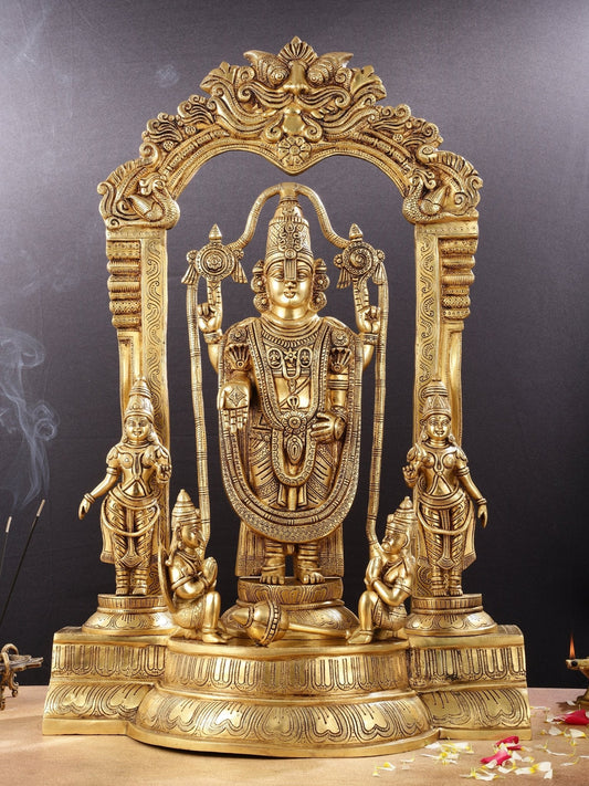 Brass Superfine Tirupati Balaji with Bhudevi Sridevi 30"