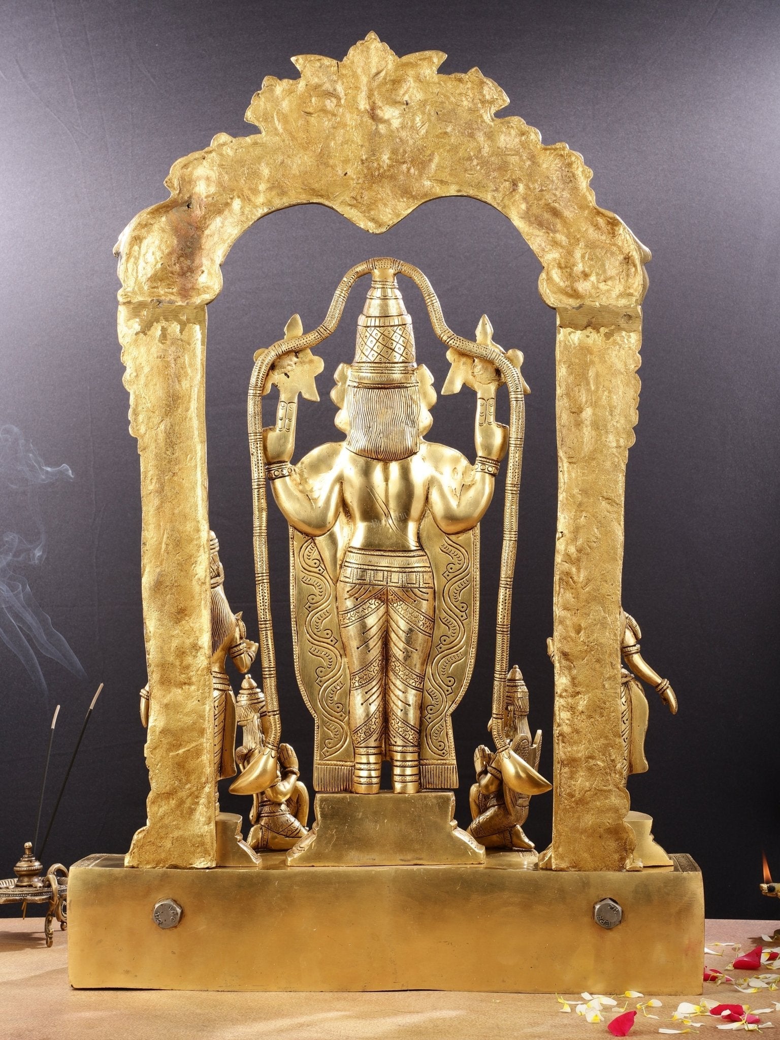 Brass Superfine Tirupati Balaji with Bhudevi Sridevi 30"
