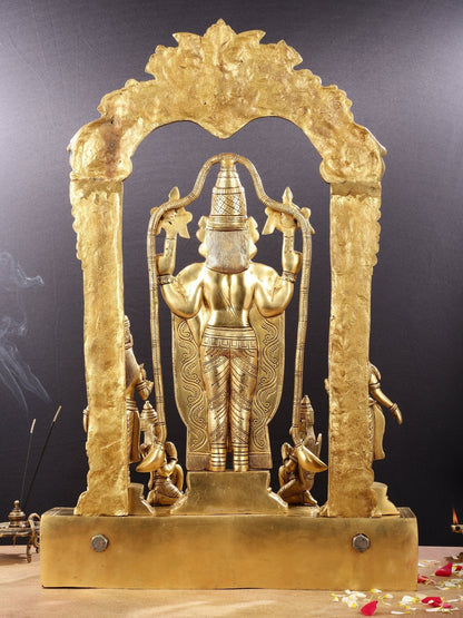 Brass Superfine Tirupati Balaji with Bhudevi Sridevi 30"