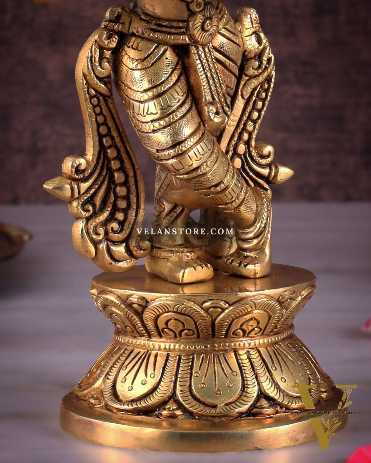 Brass Superfine Unique Lord Krishna Playing the Flute Idol 12"