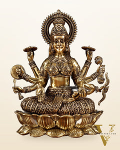 Brass Superfine Vijaya Lakshmi Idol with Eight Arms – 6.75"