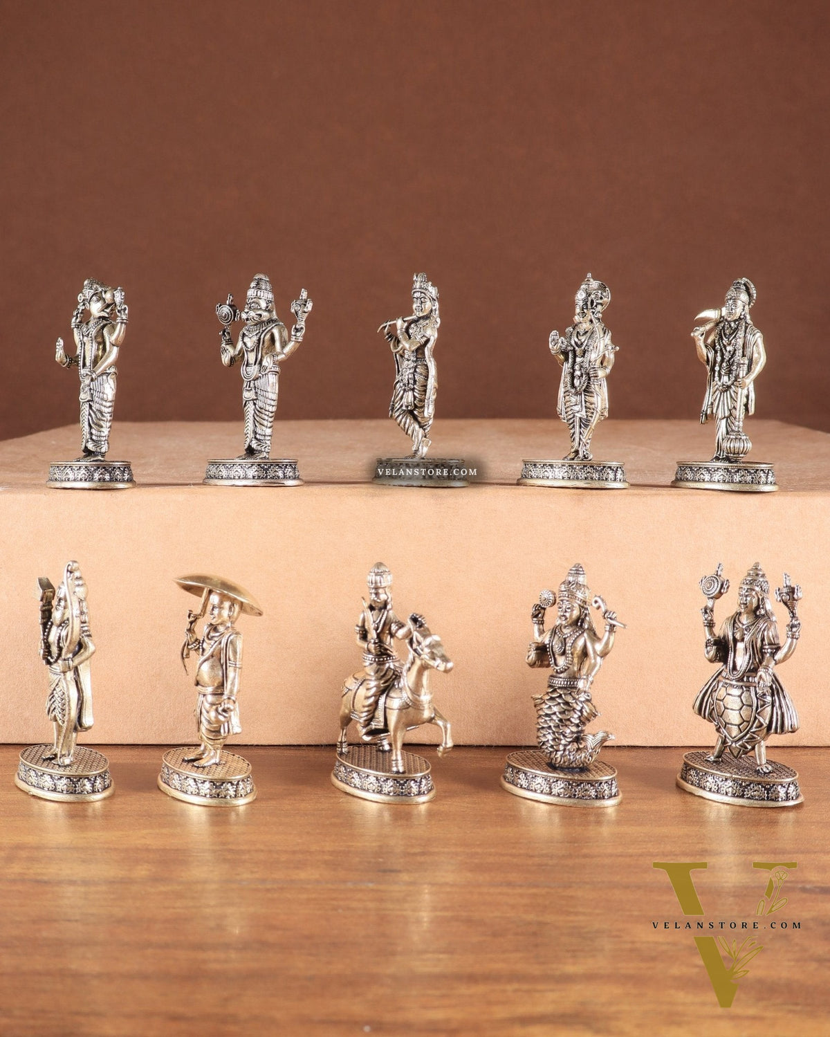 Brass Superfine Vishnu Dashavatar Idols – Set of 10 | Handcrafted by Silver Artisans