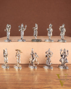 Brass Superfine Vishnu Dashavatar Idols – Set of 10 | Handcrafted by Silver Artisans