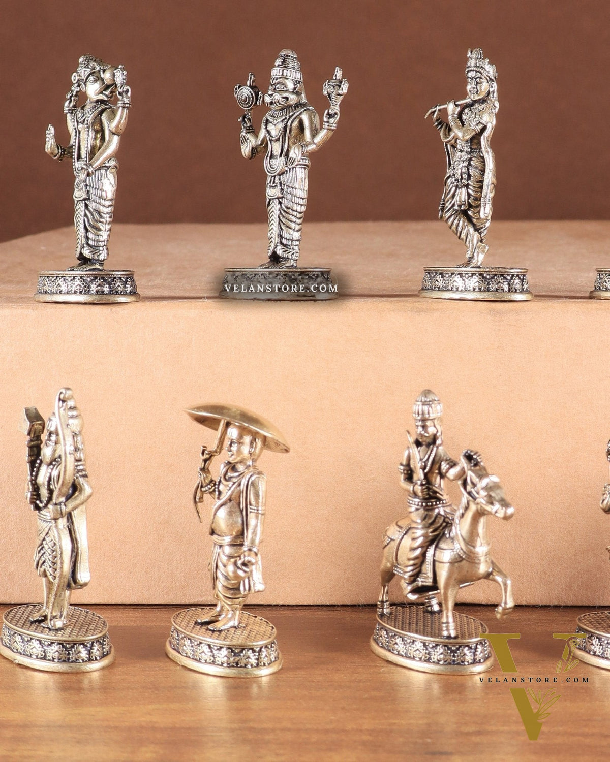 Brass Superfine Vishnu Dashavatar Idols – Set of 10 | Handcrafted by Silver Artisans