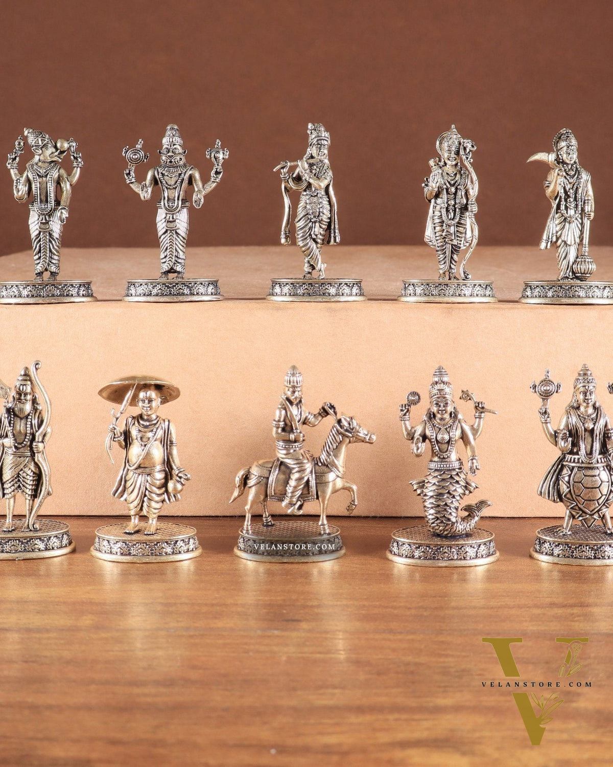 Brass Superfine Vishnu Dashavatar Idols – Set of 10 | Handcrafted by Silver Artisans