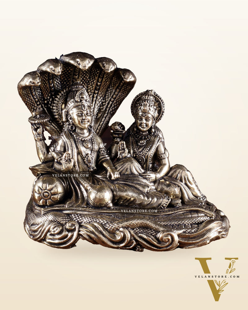 Brass Superfine Vishnu Lakshmi narayan Resting on Sheshanaag Idol 3 inch