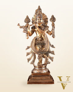 Brass Superfine Vishnu Roopam Krishna Statue with Four Arms – 11"