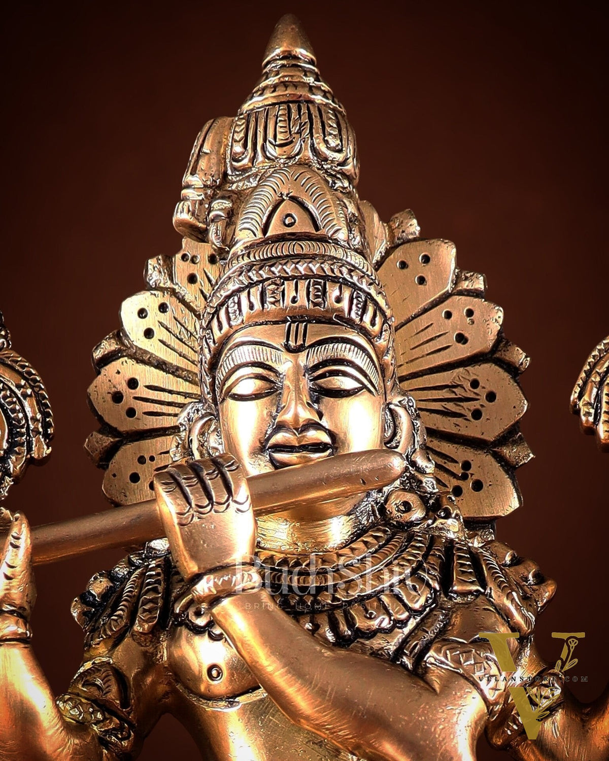 Brass Superfine Vishnu Roopam Krishna Statue with Four Arms – 11"