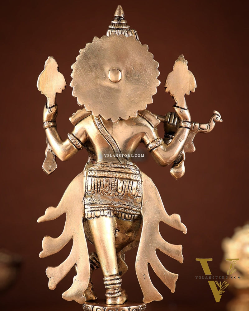 Brass Superfine Vishnu Roopam Krishna Statue with Four Arms – 11"