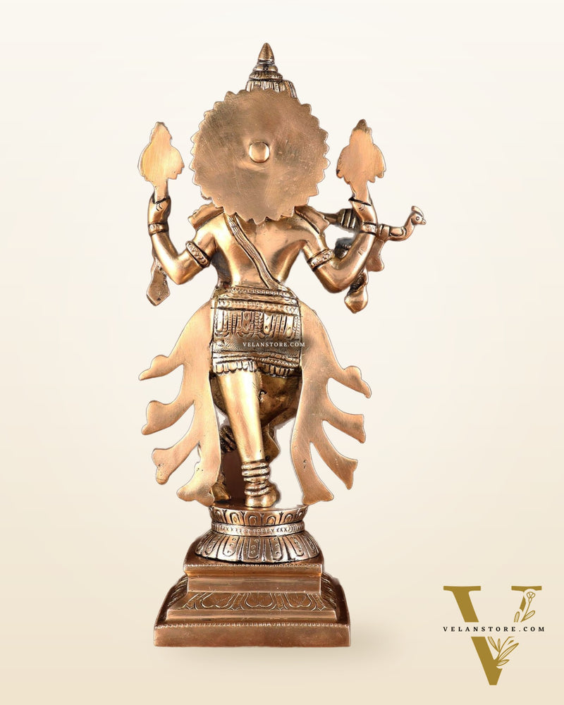 Brass Superfine Vishnu Roopam Krishna Statue with Four Arms – 11"