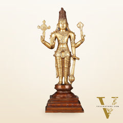 Brass Superfine Vishnu Standing Dual Tone Statue - 20.5" Elegant Sculpture