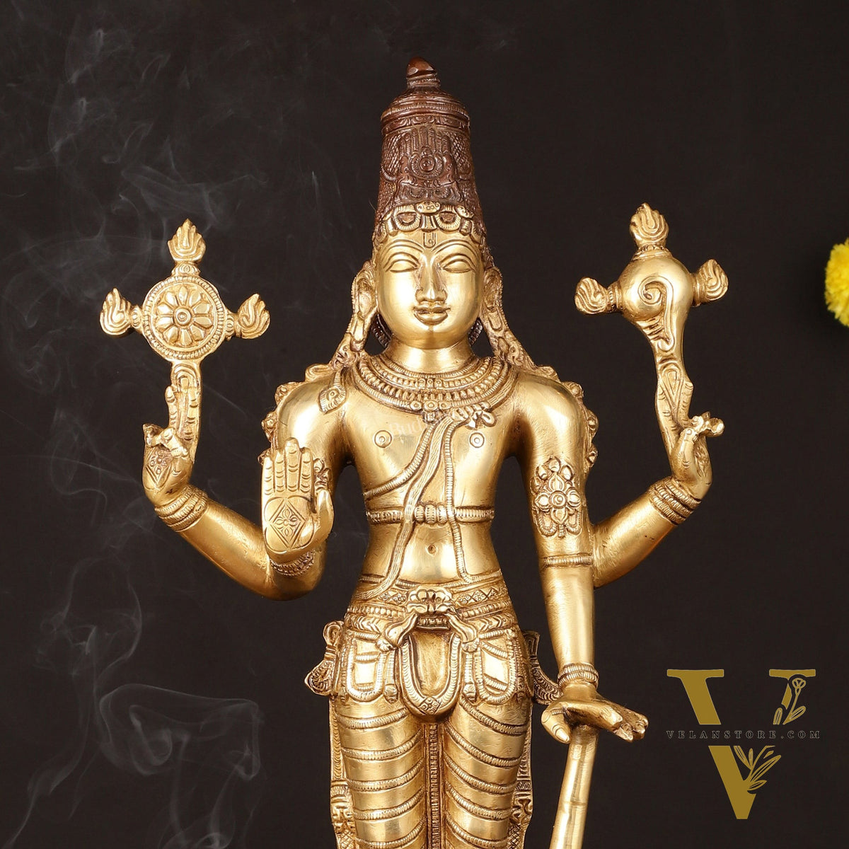 Brass Superfine Vishnu Standing Dual Tone Statue - 20.5" Elegant Sculpture