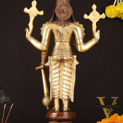 Brass Superfine Vishnu Standing Dual Tone Statue - 20.5" Elegant Sculpture