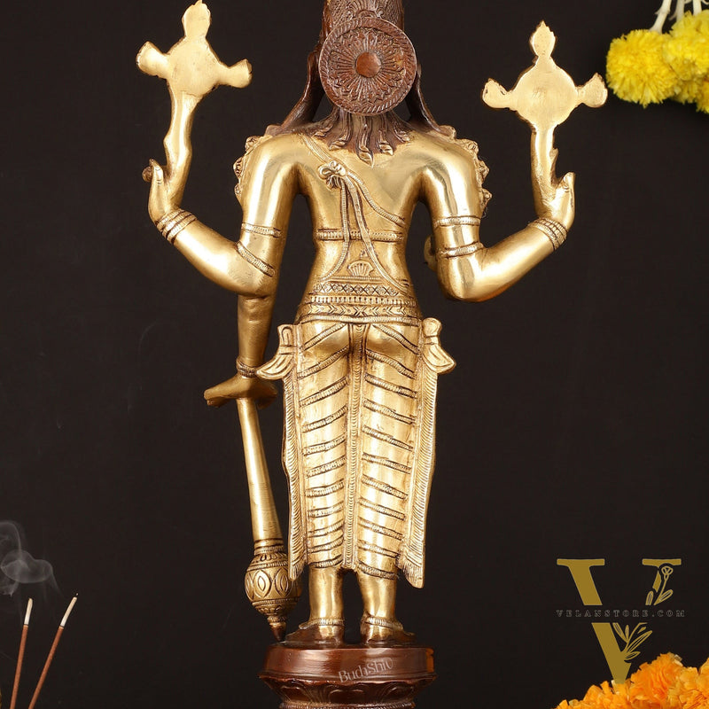 Brass Superfine Vishnu Standing Dual Tone Statue - 20.5" Elegant Sculpture