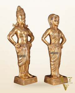 Brass Superfine Vitthal Rukmani Idol Pair 25" Grand Temple-Style Sculptures