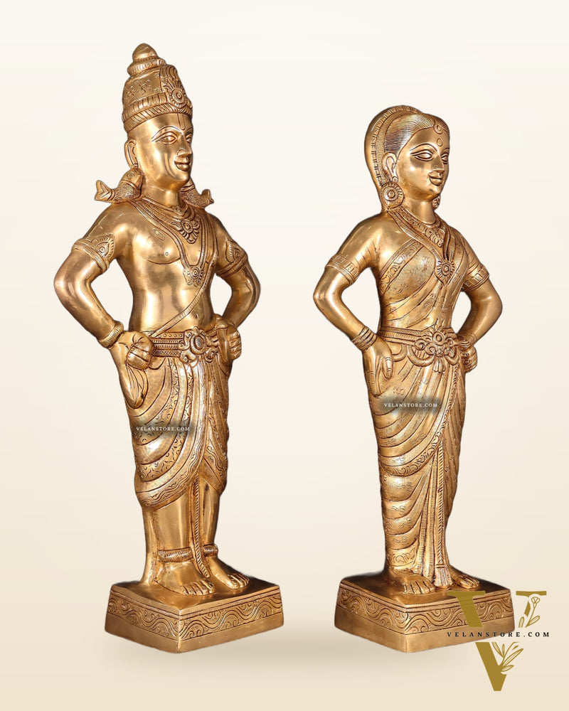 Brass Superfine Vitthal Rukmani Idol Pair 25" Grand Temple-Style Sculptures