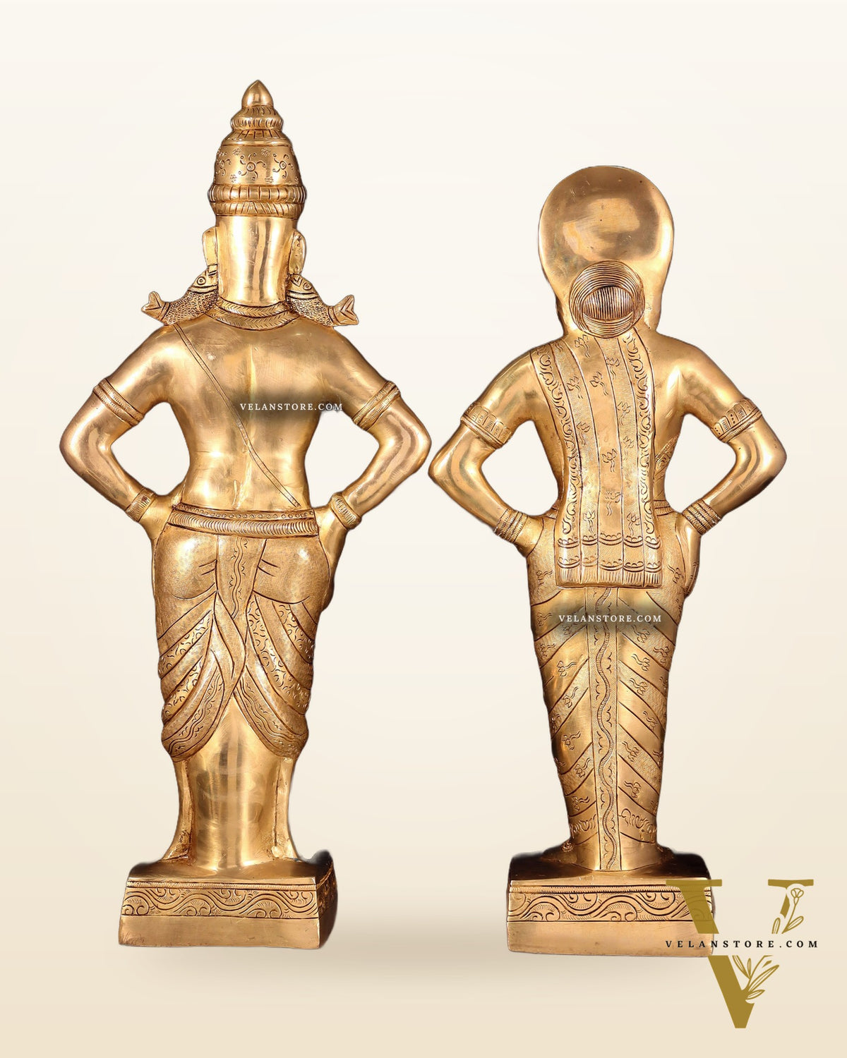 Brass Superfine Vitthal Rukmani Idol Pair 25" Grand Temple-Style Sculptures