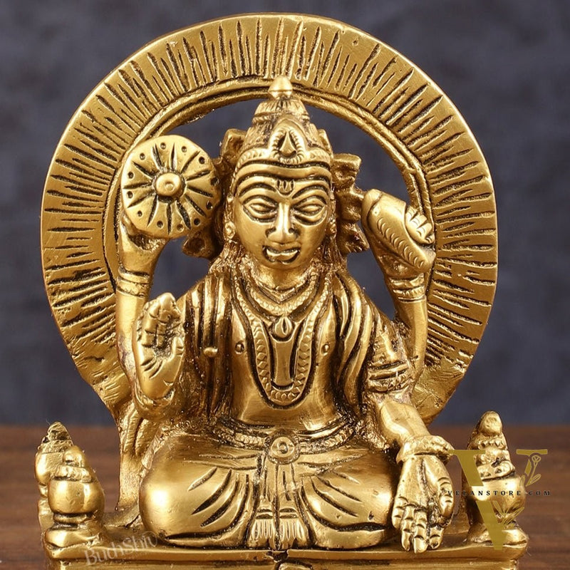 Brass Surya Dev Ravi Sun Idol for Pooja & Vastu - 4 Inch Height