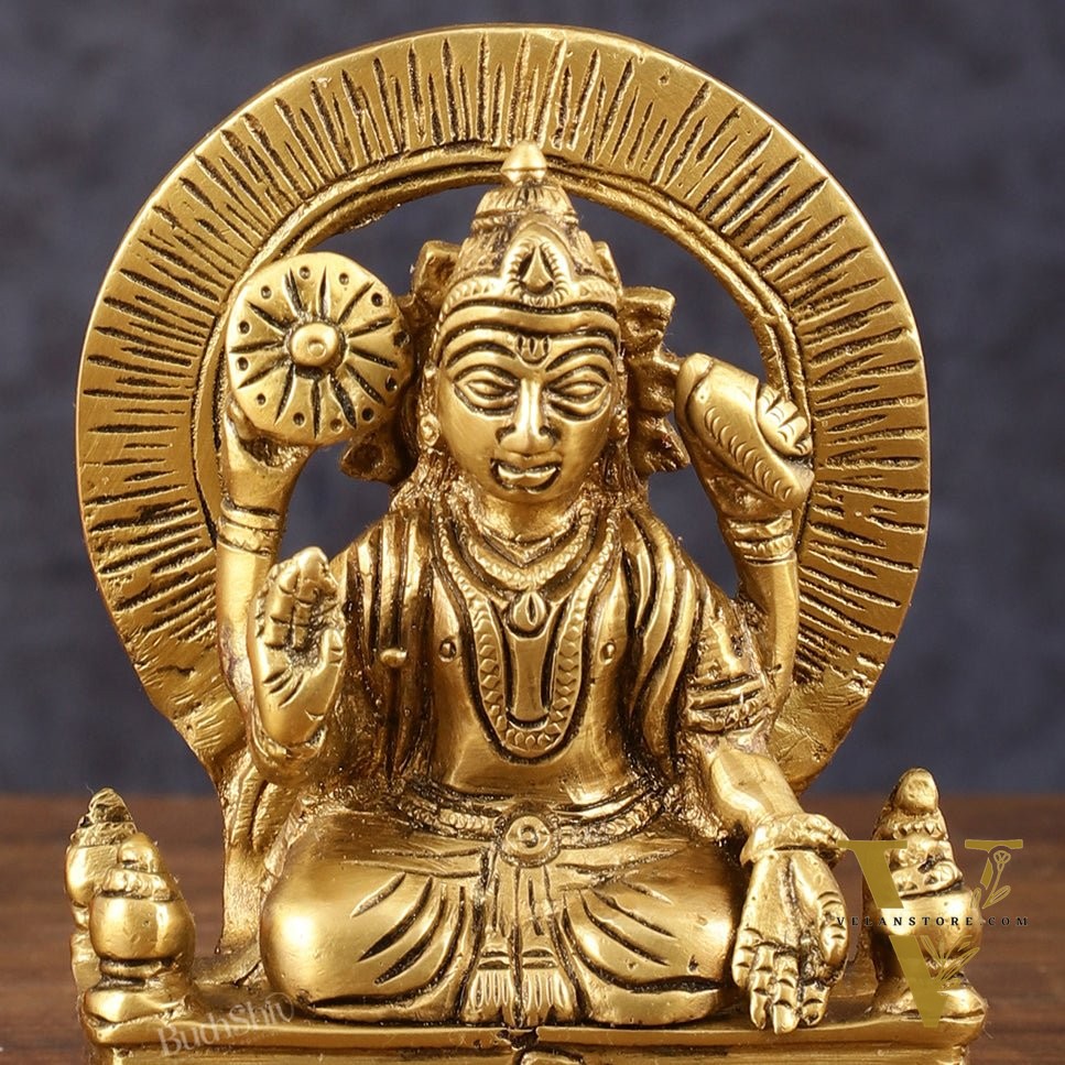 Brass Surya Dev Ravi Sun Idol for Pooja & Vastu - 4 Inch Height