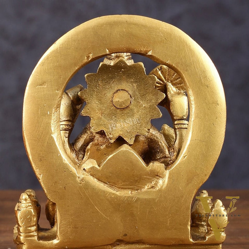 Brass Surya Dev Ravi Sun Idol for Pooja & Vastu - 4 Inch Height