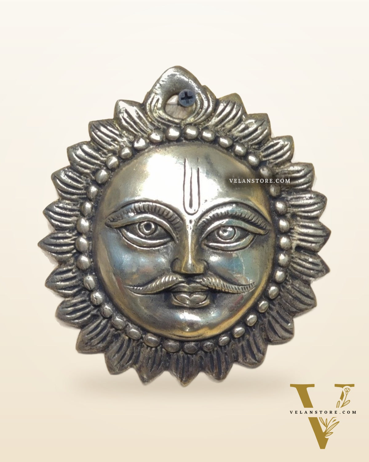 Brass Surya dev sun god wall hanging 5 inch