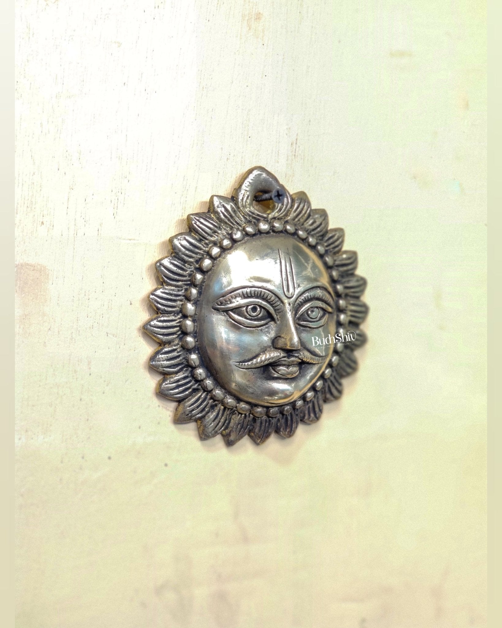 Brass Surya dev sun god wall hanging 5 inch