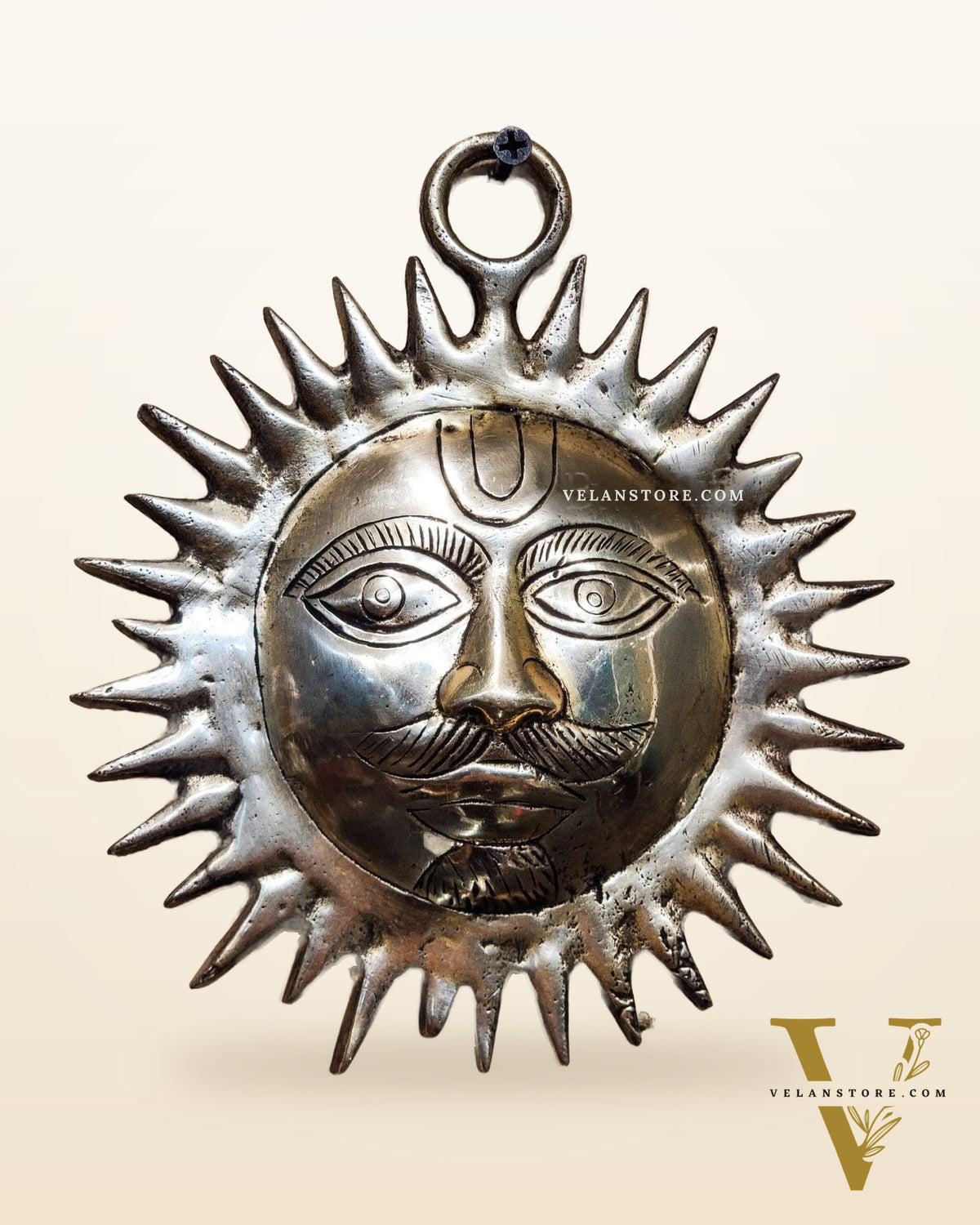 Brass Surya Dev wall hanging