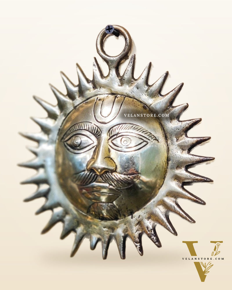 Brass Surya Dev wall hanging