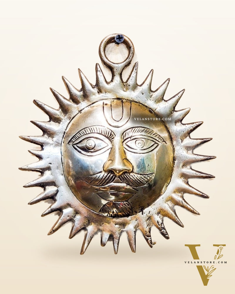 Brass Surya Dev wall hanging