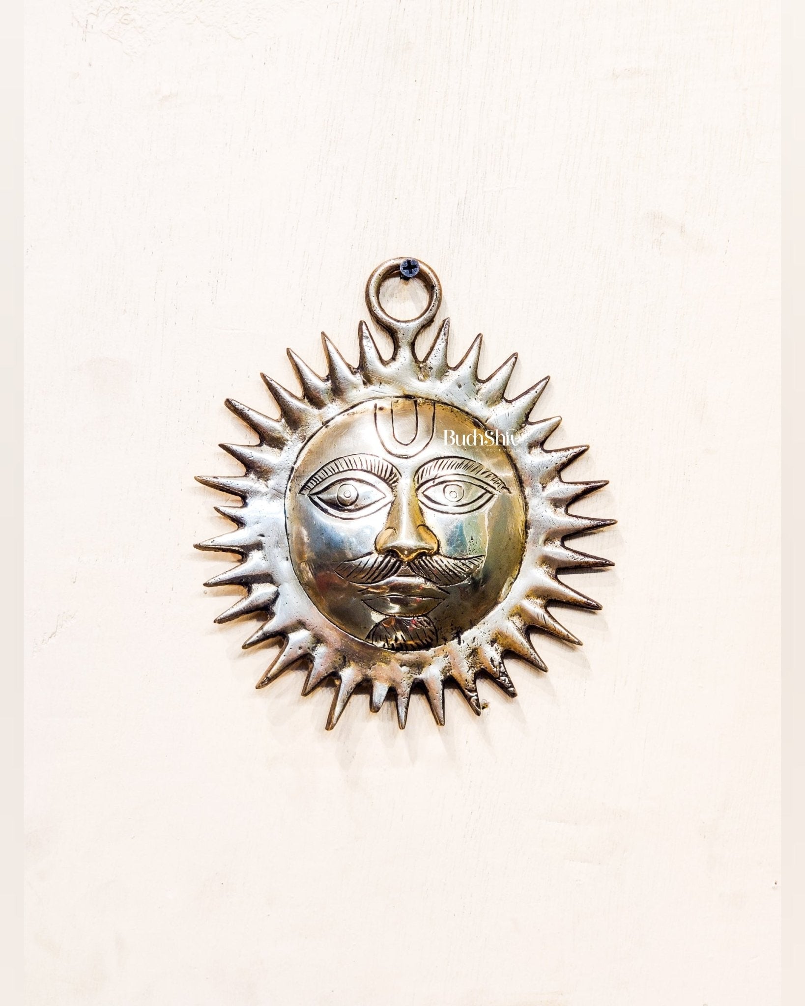 Brass Surya Dev wall hanging