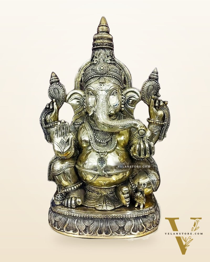 Brass Surya Ganesha Statue 20"