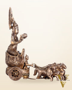 Brass Surya Rath Chariot - 12" Height, 7 Horses