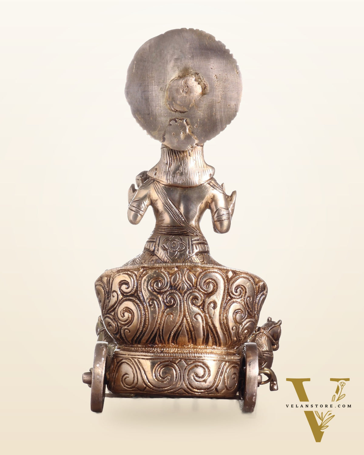 Brass Surya Rath Chariot - 12" Height, 7 Horses