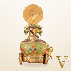 Brass Surya Rath Chariot - 12" with stonework
