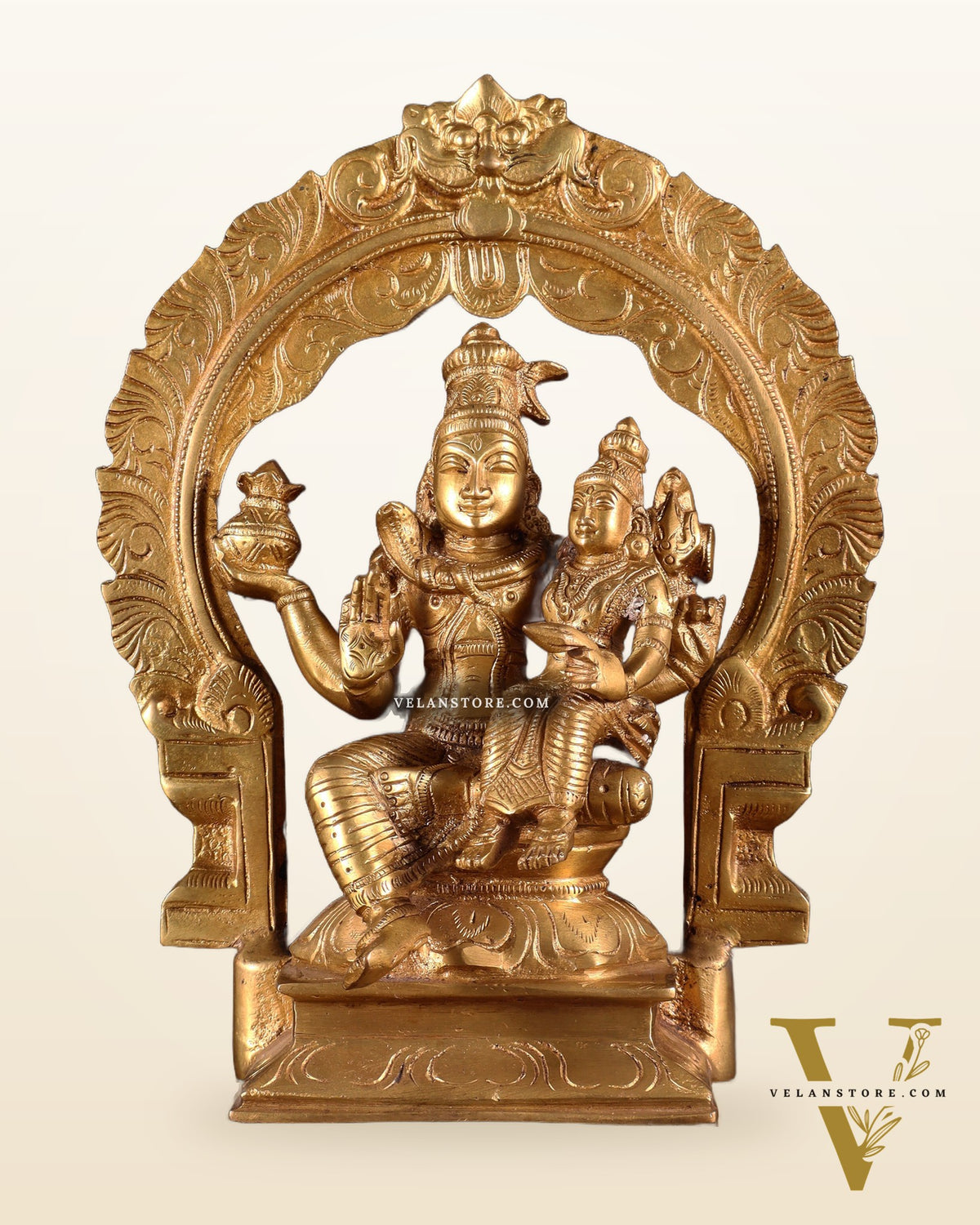 Brass Swarnakarshana Bhairava Shiva Parvati Idol 10 inch
