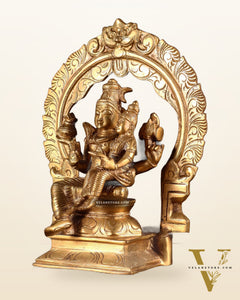 Brass Swarnakarshana Bhairava Shiva Parvati Idol 10 inch