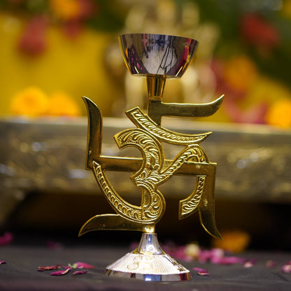 Brass Swastik Oil Lamp [Deepak]
