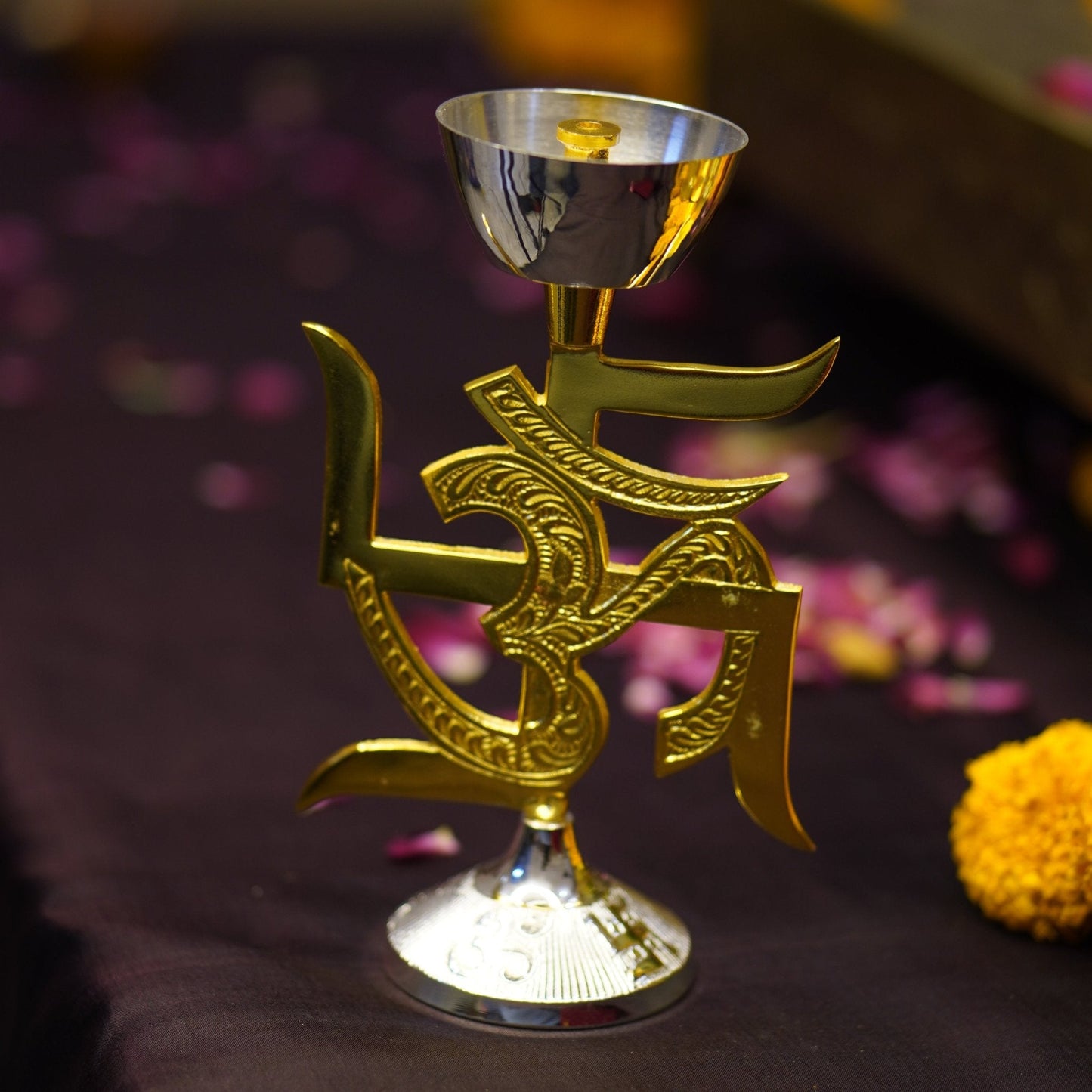 Brass Swastik Oil Lamp [Deepak]