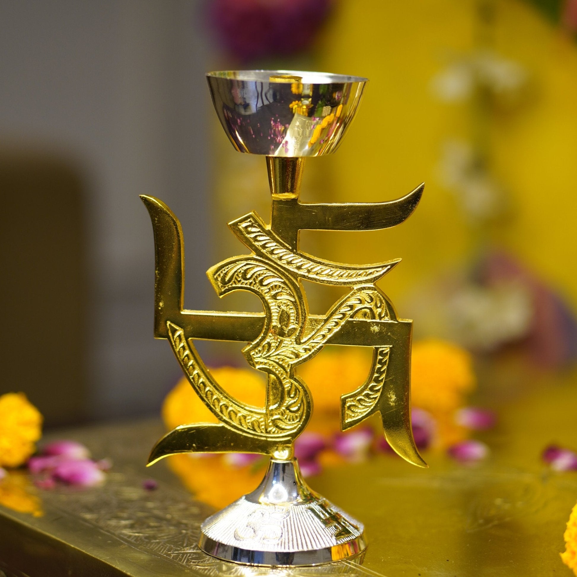 Brass Swastik Oil Lamp [Deepak]