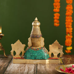 Brass Table Accent: Lord Tirupati Balaji Venkateshwara Swamy with Shankh Chakra | 8.5" Height
