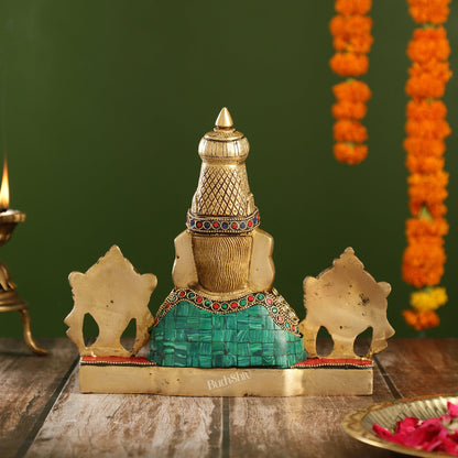 Brass Table Accent: Lord Tirupati Balaji Venkateshwara Swamy with Shankh Chakra | 8.5" Height