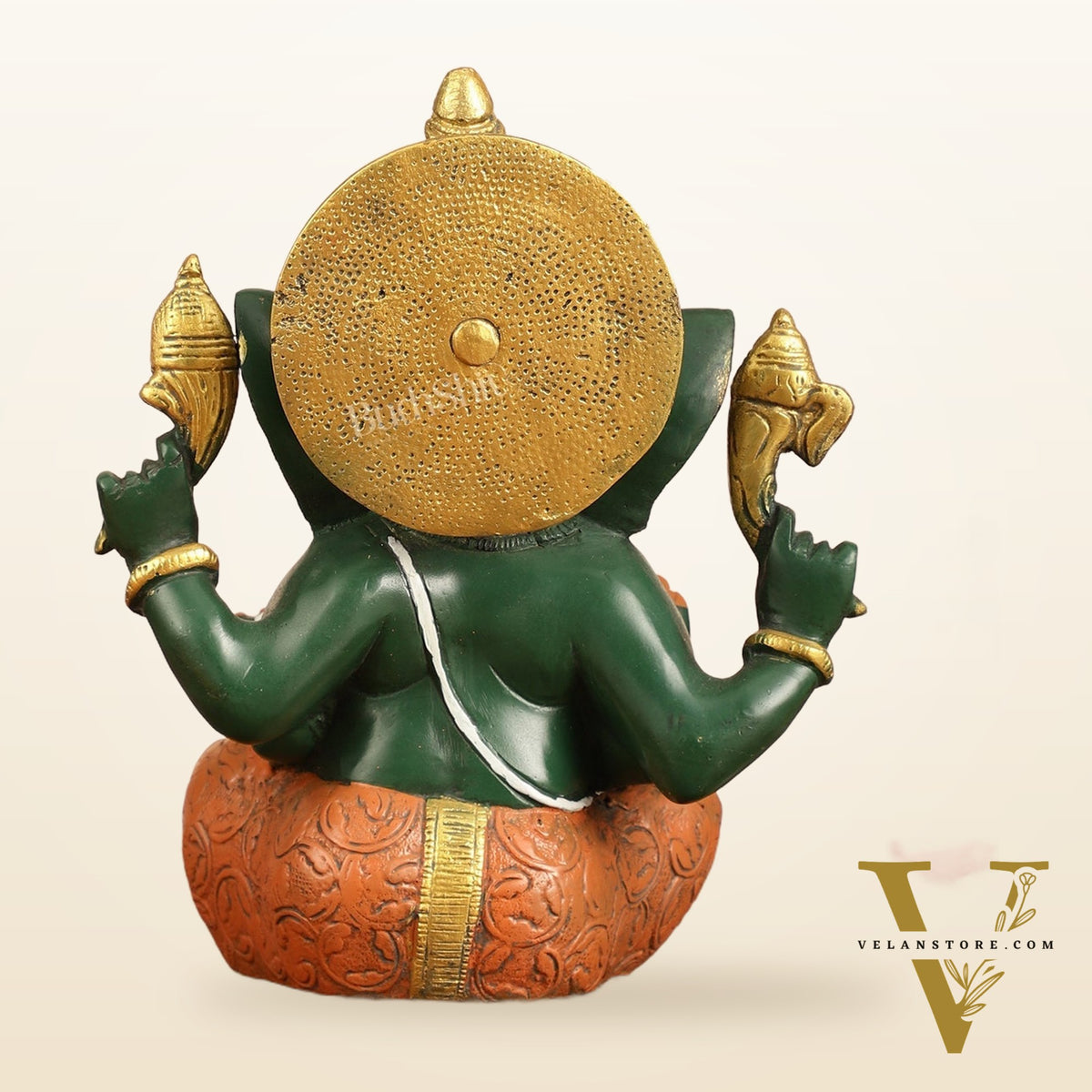 Brass Taj Ganesha Idol hand painted 8 Inch