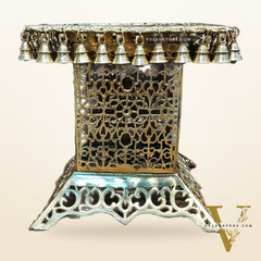 Brass Tall Chowki | Brass Chowki Stand with bells | 15"
