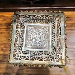 Brass Tall Chowki | Brass Chowki Stand with bells | 15"